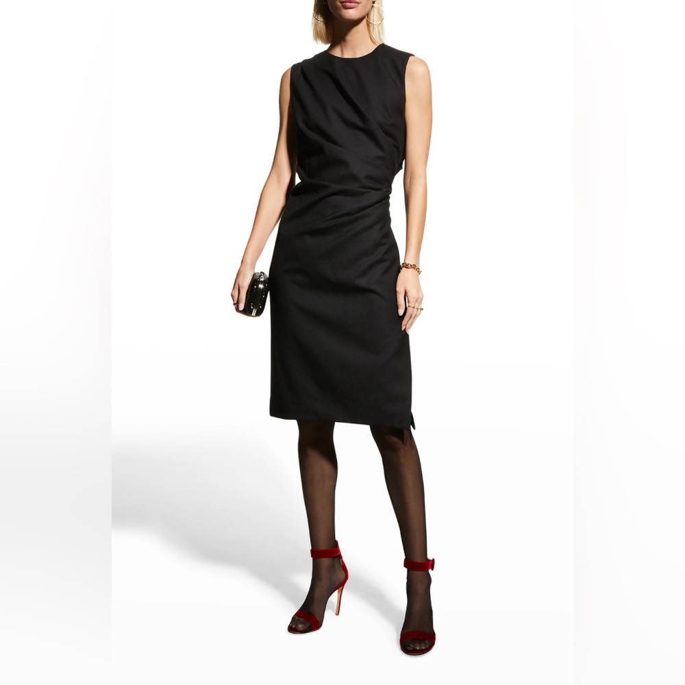 NWT Dries Van Noten Devos Draped Sheath Black Dress Size 38
